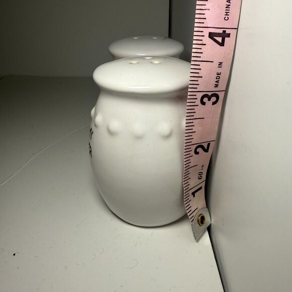 White Ceramic Hobnail Salt & Pepper Shakers, You're the Salt To My Pepper - Picture 4 of 7